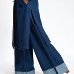 Nadorine Casual Slim Fit Long Blazers Denim Frock Coat