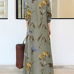 Long Sleeve Long Shirt Dress Printed Contrast Loose Plus Size Maxi Dresses