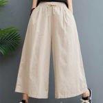 Simple Wide Leg Loose Drawstring Solid Color Casual Pants Bottoms