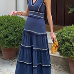 Temperamental and Mature V-neck Tassel Dress