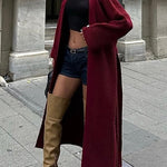 Warm Harvest Knit Button Detail Belted Duster Maxi Cardigan