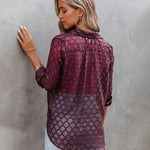Nadorine Long Sleeve Button Up Shirt Summer Sheer Tulle Top for Women Casual Loose Business Casual 2026 | Under