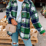 Flannel Shirt Long Sleeve Button Up Ladies Plaid Jackets