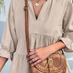 V-neck Casual Loose Solid Color Long-sleeved Blouse