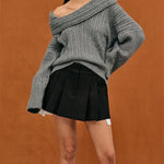 Nadorine Chic One Shoulder Wrapped Knitted Loose Sweater