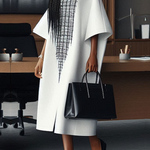 Loose Three-Quarter Sleeves Printed Split-Front Round-Neck Midi Dresses