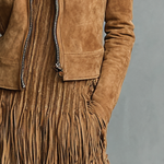Women's Fashion Cropped Suede Lapel Zipper Jacket