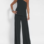Four-Piece Set Sleeveless T-Shirt Vest, Open-Front Cardigan, Long-Sleeve Jacket, and Wide-Leg Pants