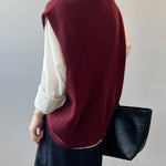 Soft Felt Loose Fit V Neck Sweater Vest