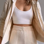 Nadorine Women's Casual Twist Jacquard Sweater Cardigan Two-Pieces Set