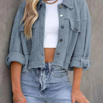 Women's Waffle Cardigan Short Top Jacket