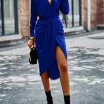 Solid Drop Shoulder Slit Dress