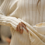 Nadorine Casual Knitted Two-piece Set Irregular Split Hem Sweater and Wide-leg Pants