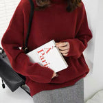 Turtleneck Cashmere Sweater Women Loose Pullover Lazy Wind Warm Knitted Pullover