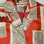 Long Sleeves Loose Buttoned Newspaper Print Pockets Split-Joint Notched Collar Blazer Outerwear