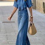 Blue Lace Denim Shirt