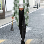 Plaid Dropped Shoulder Cardigan with Pocket