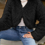 Stylish Long Sleeve Short Casual Faux Fur Jacket