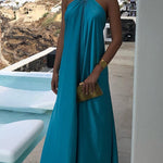 Classy and Fabulous Satin Halter Backless Party/Vocation Maxi Dress