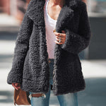 Plush Coat Lapel Long Sleeved Cardigan Jacket