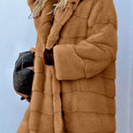 Faux Fur Hooded Jacket Open Front Parka Outwear