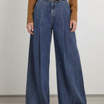 Elasticated Waist High Waisted Belted Pleated Pockets Solid Color Split-Joint Pants
