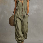 Retro Sleeveless Loose-fitting Straight-leg Jumpsuit