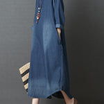 Loose Denim Shirt Maxi Dresses