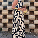 Fresh Breeze Ethnic Unique Print Ruffle Sleeve A-line Maxi Dress
