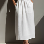 Women's Minimalist Cotton And Linen Blend Halter Neck V-neck Backless Midi Dress