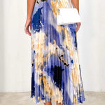 Elegant Gradual Change Print Pleated High Waist Type A Full Print Bottoms