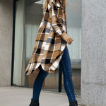 Nadorine Button Down Plaid Classic Long Shirt Jacket