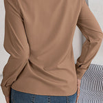 Elegant Layered V-neck Long-sleeved Casual Shirt