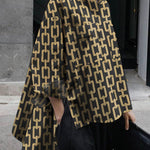 High-Low Long Sleeves Printed Split-Joint Blouses