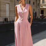 Elegant Tailored Sleeveless Midi Dress