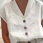 Vintage Cotton Linen Irregular V Neck Top Cotton Linen Shirt