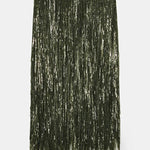 Party Crasher Layered Sequined Tassels High Rise Back Zipper Midi Skirt