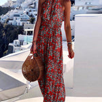 Round Neck Drawstring Print Dress