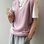 Simple 9 Colors V-Neck Loose Sleeveless Vest