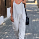 Relaxing Bay Solid Color Pocketed Casual Beach Jumpsuit