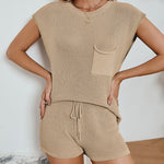Two Piece Sets Tank Tops High Waisted Shorts Summer Sleeveless Knit Lounge Sets