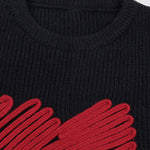 Nadorine Casual Heart Round Neck Pullovers Long Sleeve Sweaters