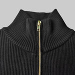 Long Sleeves Skinny Solid Color Zipper High Neck Pullovers