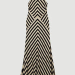 Modern Perfection Geometric Stripes Print Open Back Irregular Hem Maxi Dress