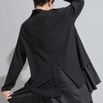 High-Low A-Line Falbala Split-Joint Split-Back High-Neck T-Shirts Tops