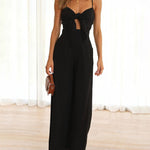 Ruffle Straps Crisscross Back Knot Front Slip Jumpsuit