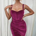 Nadorine Sexy Velvet Fold Camisole Mini Dress