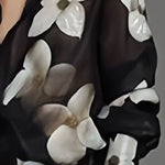 Long Sleeves Loose Floral Printed Lapel Blouses
