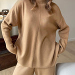 Long Sleeve Loose Casual Mid-Turtleneck Sweater