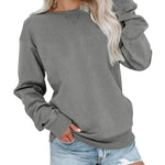 Nadorine Casual Crew Neck Sweatshirts Long Sleeve Solid Tunic Tops Loose Pullovers
